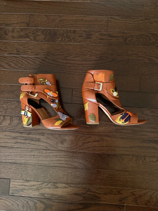 Laurence Dacade Shoes - Laurence Dacade Brown Leather Floral Sandals Size 37